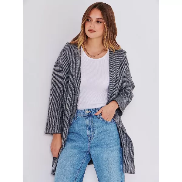 imageANRABESS Womens Casual Long Sleeve Open Front Hooded Cardigan Sweater Oversized Striped Knitted Pockets Jacket CoatsGray
