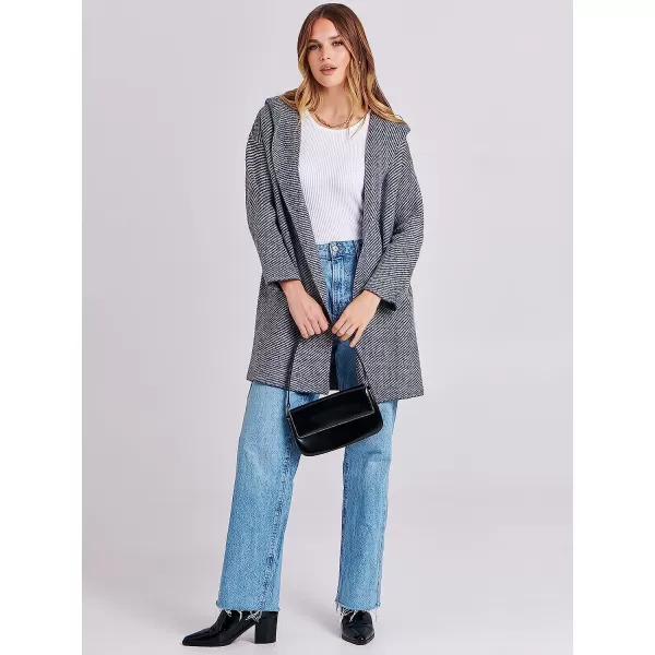 imageANRABESS Womens Casual Long Sleeve Open Front Hooded Cardigan Sweater Oversized Striped Knitted Pockets Jacket CoatsGray