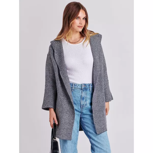 imageANRABESS Womens Casual Long Sleeve Open Front Hooded Cardigan Sweater Oversized Striped Knitted Pockets Jacket CoatsGray