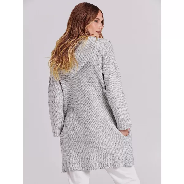 imageANRABESS Womens Casual Long Sleeve Open Front Hooded Cardigan Sweater Oversized Striped Knitted Pockets Jacket CoatsGraywhite
