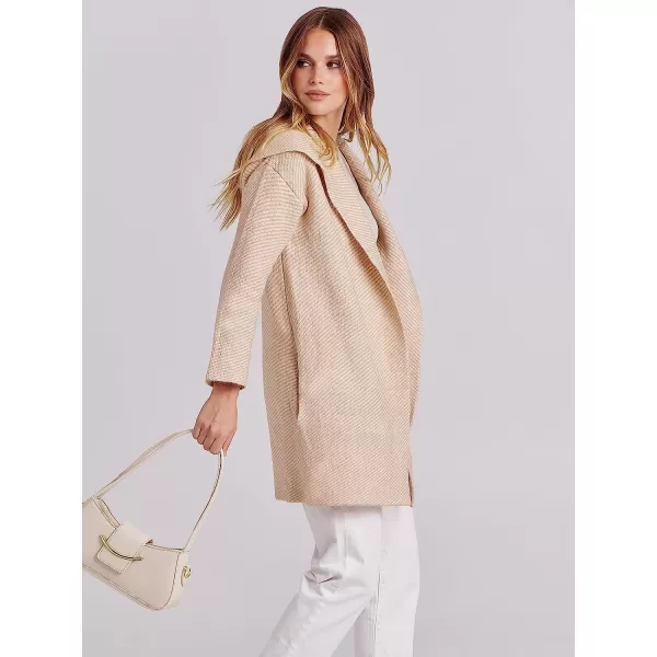 imageANRABESS Womens Casual Long Sleeve Open Front Hooded Cardigan Sweater Oversized Striped Knitted Pockets Jacket CoatsTaupe