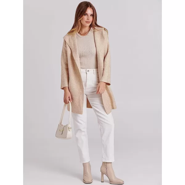 imageANRABESS Womens Casual Long Sleeve Open Front Hooded Cardigan Sweater Oversized Striped Knitted Pockets Jacket CoatsTaupe