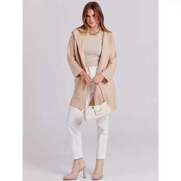 imageANRABESS Womens Casual Long Sleeve Open Front Hooded Cardigan Sweater Oversized Striped Knitted Pockets Jacket CoatsTaupe
