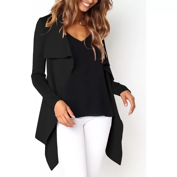 imageANRABESS Womens Casual Long Sleeve Open Front Jackets Knitted Cardigan Sweater with BeltBlack