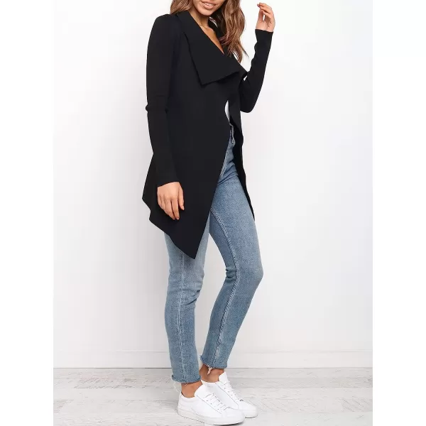 imageANRABESS Womens Casual Long Sleeve Open Front Jackets Knitted Cardigan Sweater with BeltBlack