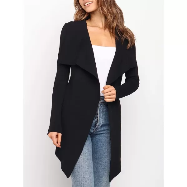 imageANRABESS Womens Casual Long Sleeve Open Front Jackets Knitted Cardigan Sweater with BeltBlack