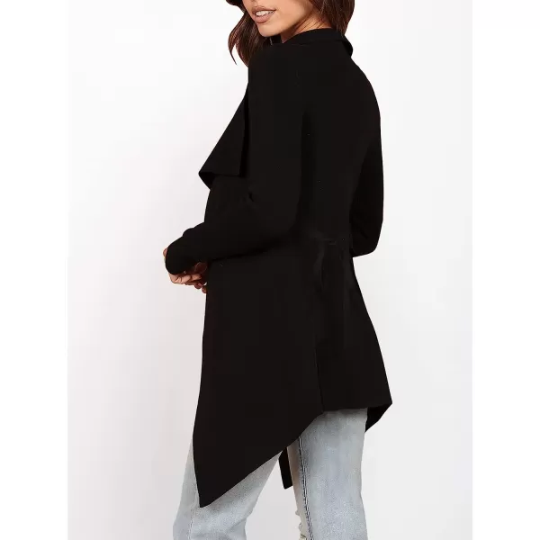 imageANRABESS Womens Casual Long Sleeve Open Front Jackets Knitted Cardigan Sweater with BeltBlack