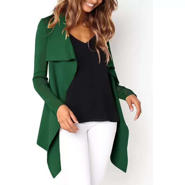 imageANRABESS Womens Casual Long Sleeve Open Front Jackets Knitted Cardigan Sweater with BeltDark Green