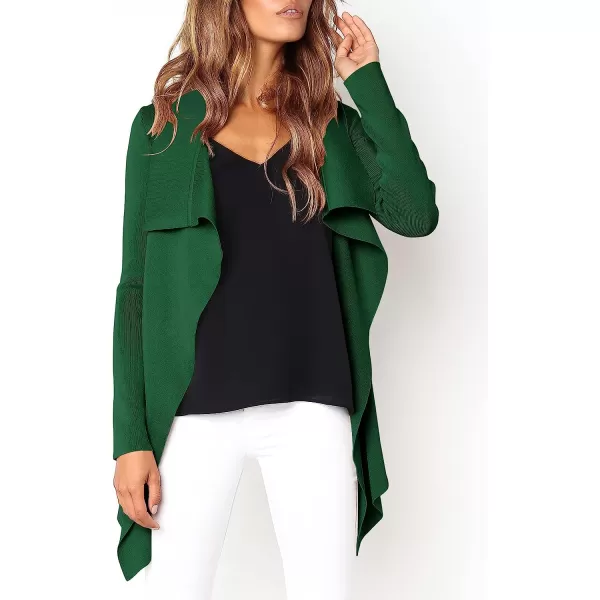 imageANRABESS Womens Casual Long Sleeve Open Front Jackets Knitted Cardigan Sweater with BeltDark Green