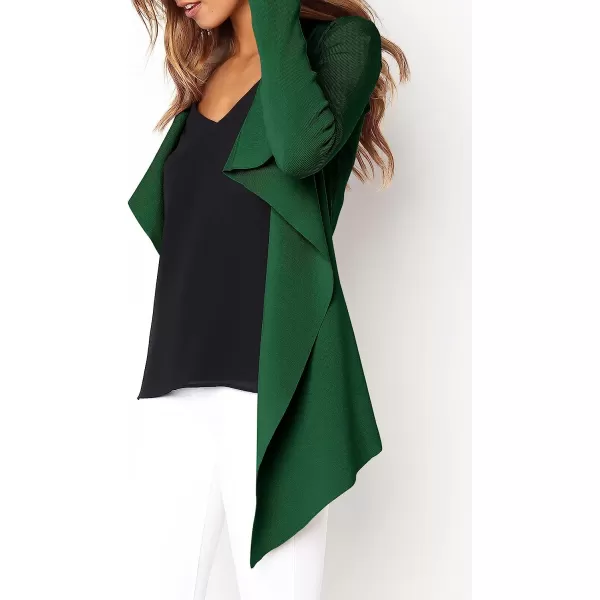 imageANRABESS Womens Casual Long Sleeve Open Front Jackets Knitted Cardigan Sweater with BeltDark Green