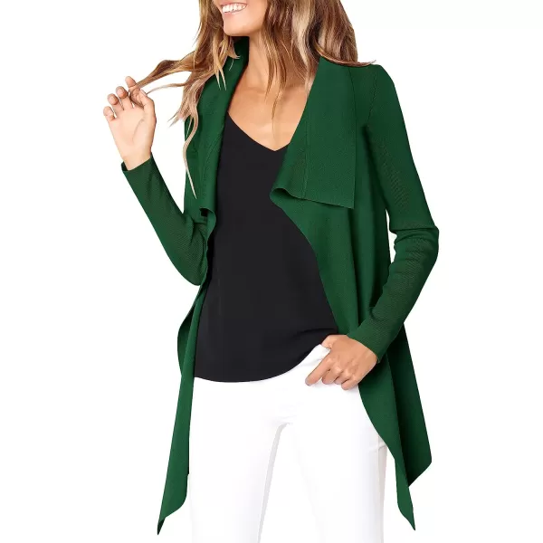 imageANRABESS Womens Casual Long Sleeve Open Front Jackets Knitted Cardigan Sweater with BeltDark Green