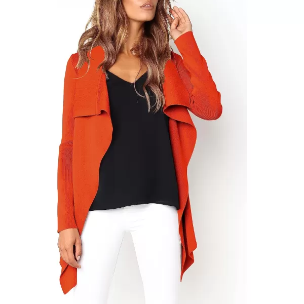 imageANRABESS Womens Casual Long Sleeve Open Front Jackets Knitted Cardigan Sweater with BeltOrange Red