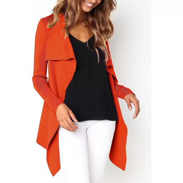 imageANRABESS Womens Casual Long Sleeve Open Front Jackets Knitted Cardigan Sweater with BeltOrange Red