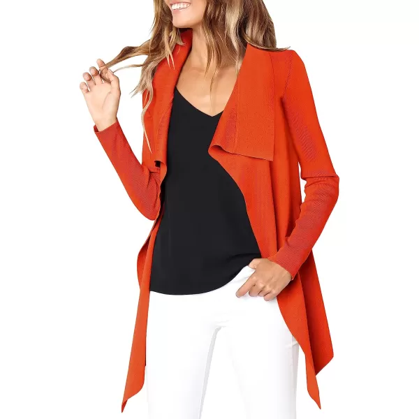 imageANRABESS Womens Casual Long Sleeve Open Front Jackets Knitted Cardigan Sweater with BeltOrange Red