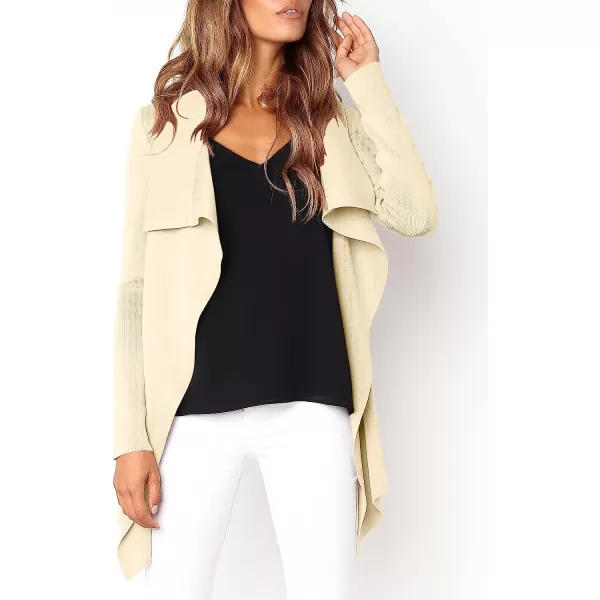 imageANRABESS Womens Casual Long Sleeve Open Front Jackets Knitted Cardigan Sweater with BeltPink Apricot