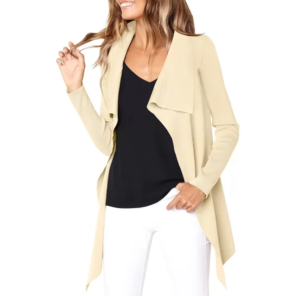 imageANRABESS Womens Casual Long Sleeve Open Front Jackets Knitted Cardigan Sweater with BeltPink Apricot