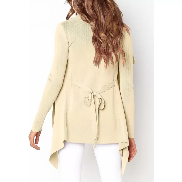 imageANRABESS Womens Casual Long Sleeve Open Front Jackets Knitted Cardigan Sweater with BeltPink Apricot