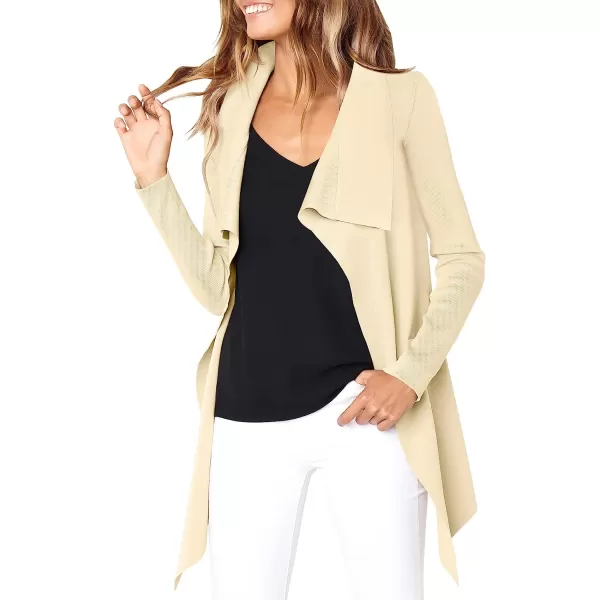 imageANRABESS Womens Casual Long Sleeve Open Front Jackets Knitted Cardigan Sweater with BeltPink Apricot