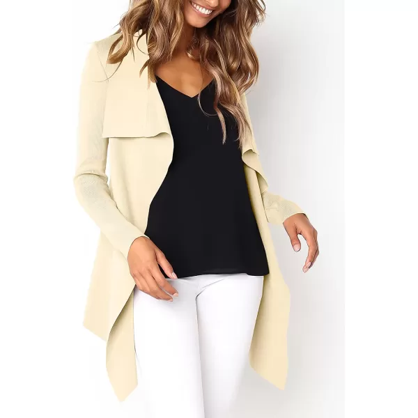 imageANRABESS Womens Casual Long Sleeve Open Front Jackets Knitted Cardigan Sweater with BeltPink Apricot