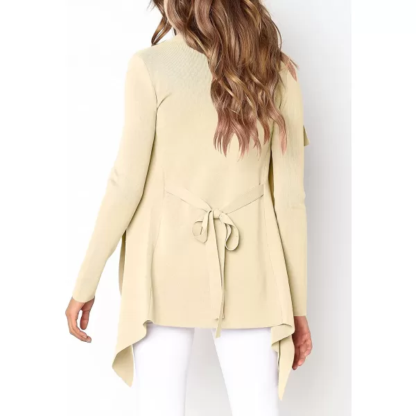 imageANRABESS Womens Casual Long Sleeve Open Front Jackets Knitted Cardigan Sweater with BeltPink Apricot