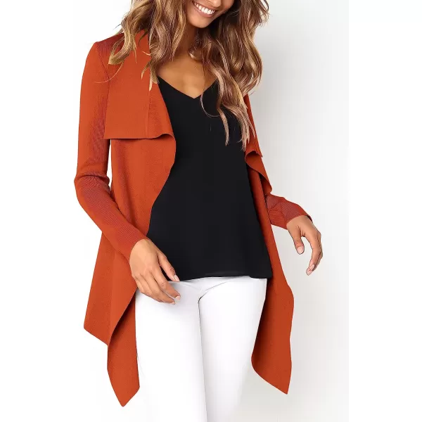 imageANRABESS Womens Casual Long Sleeve Open Front Jackets Knitted Cardigan Sweater with BeltRust Red