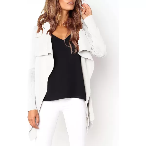imageANRABESS Womens Casual Long Sleeve Open Front Jackets Knitted Cardigan Sweater with BeltWhite