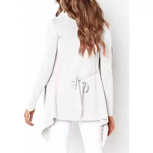 imageANRABESS Womens Casual Long Sleeve Open Front Jackets Knitted Cardigan Sweater with BeltWhite