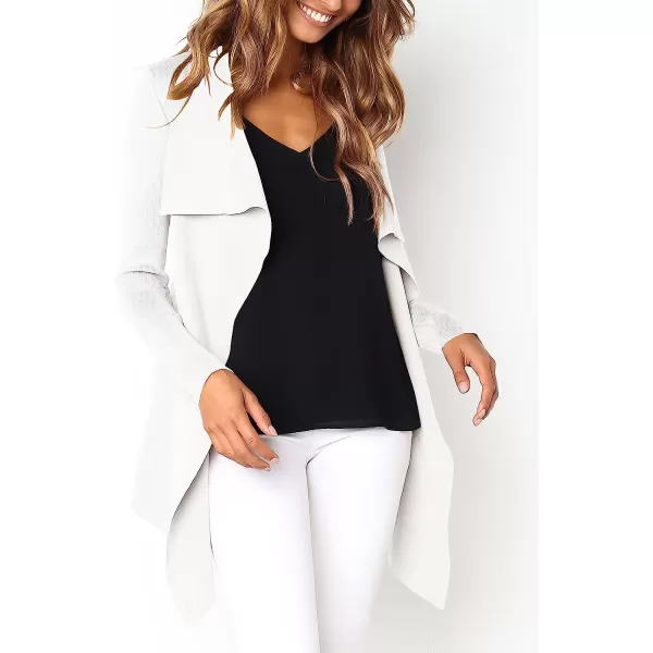 imageANRABESS Womens Casual Long Sleeve Open Front Jackets Knitted Cardigan Sweater with BeltWhite