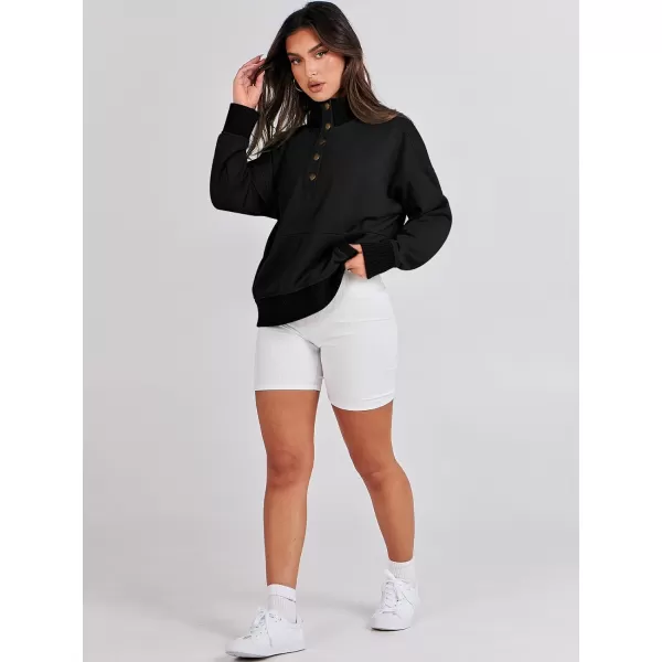 imageANRABESS Womens Casual Long Sleeve Sweatshirt Button Up V Neck Loose Henley Pullover Tops with PocketsBlack