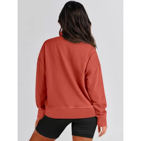 imageANRABESS Womens Casual Long Sleeve Sweatshirt Button Up V Neck Loose Henley Pullover Tops with PocketsBrick Red