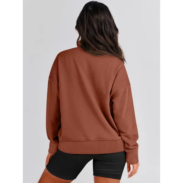imageANRABESS Womens Casual Long Sleeve Sweatshirt Button Up V Neck Loose Henley Pullover Tops with PocketsCaramel