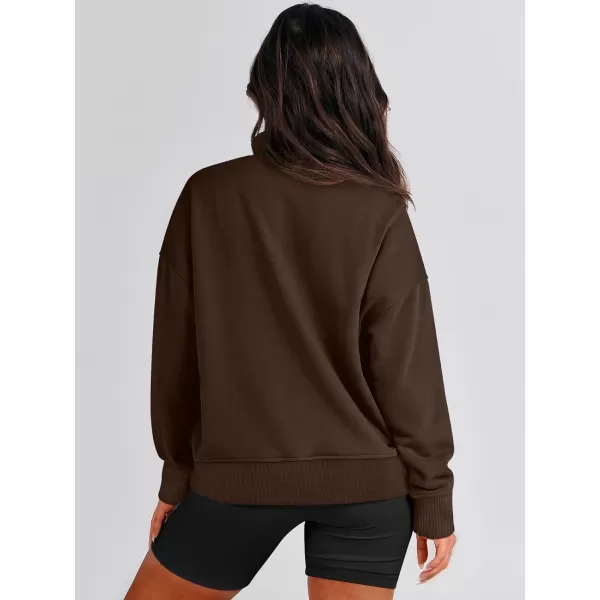 imageANRABESS Womens Casual Long Sleeve Sweatshirt Button Up V Neck Loose Henley Pullover Tops with PocketsCoffee