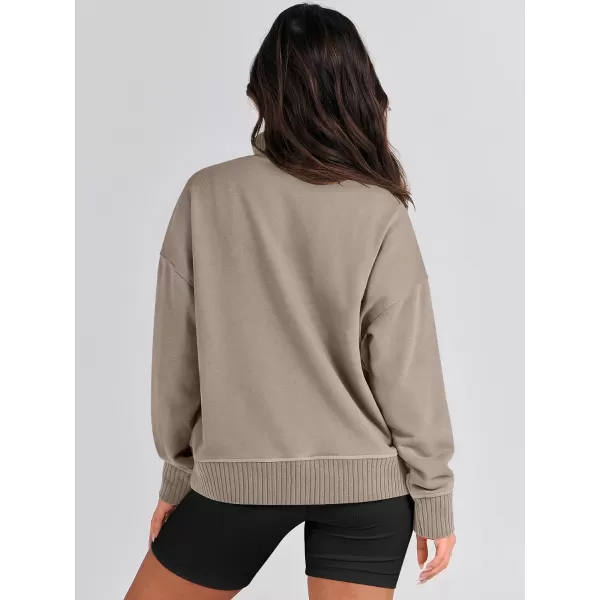 imageANRABESS Womens Casual Long Sleeve Sweatshirt Button Up V Neck Loose Henley Pullover Tops with PocketsKhaki