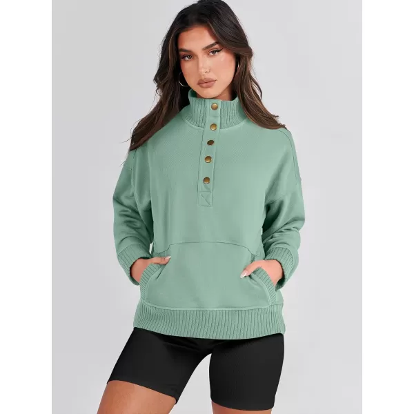 imageANRABESS Womens Casual Long Sleeve Sweatshirt Button Up V Neck Loose Henley Pullover Tops with PocketsPea Green