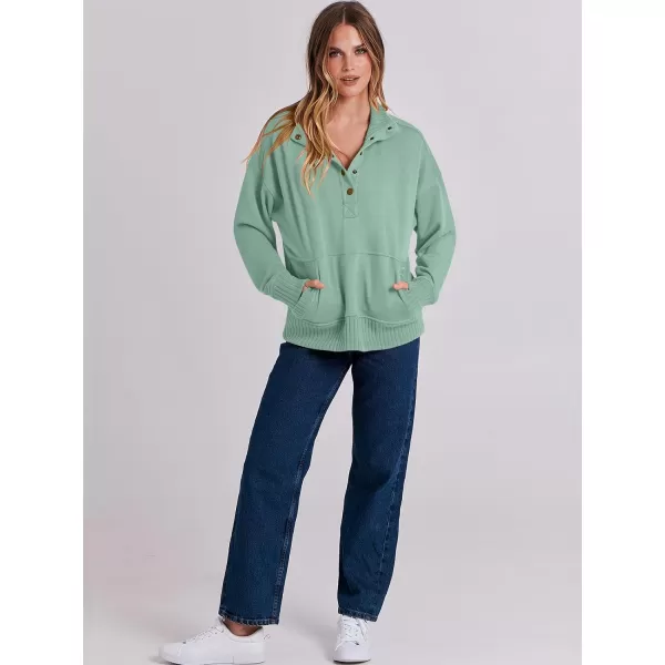 imageANRABESS Womens Casual Long Sleeve Sweatshirt Button Up V Neck Loose Henley Pullover Tops with PocketsPea Green