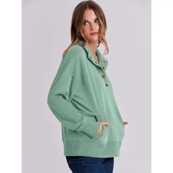 imageANRABESS Womens Casual Long Sleeve Sweatshirt Button Up V Neck Loose Henley Pullover Tops with PocketsPea Green
