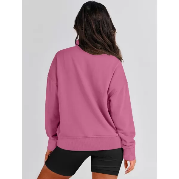 imageANRABESS Womens Casual Long Sleeve Sweatshirt Button Up V Neck Loose Henley Pullover Tops with PocketsPink