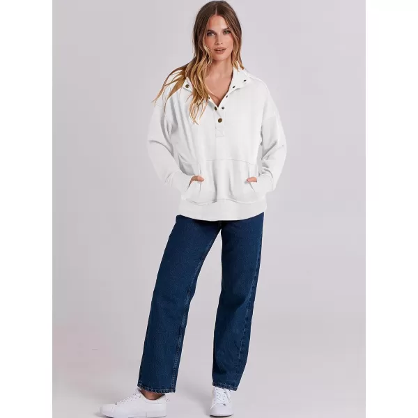 imageANRABESS Womens Casual Long Sleeve Sweatshirt Button Up V Neck Loose Henley Pullover Tops with PocketsWhite