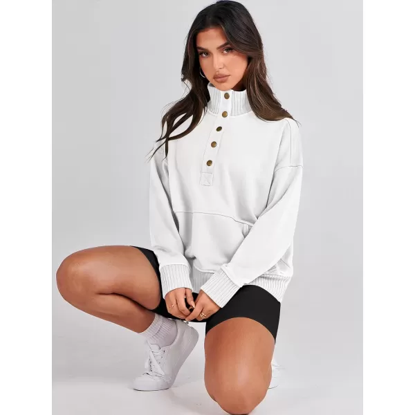 imageANRABESS Womens Casual Long Sleeve Sweatshirt Button Up V Neck Loose Henley Pullover Tops with PocketsWhite
