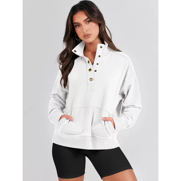 imageANRABESS Womens Casual Long Sleeve Sweatshirt Button Up V Neck Loose Henley Pullover Tops with PocketsWhite