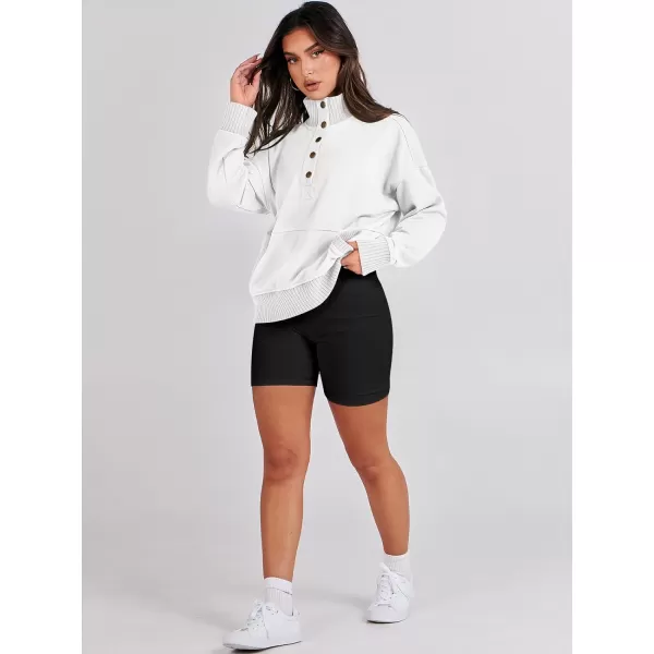 imageANRABESS Womens Casual Long Sleeve Sweatshirt Button Up V Neck Loose Henley Pullover Tops with PocketsWhite