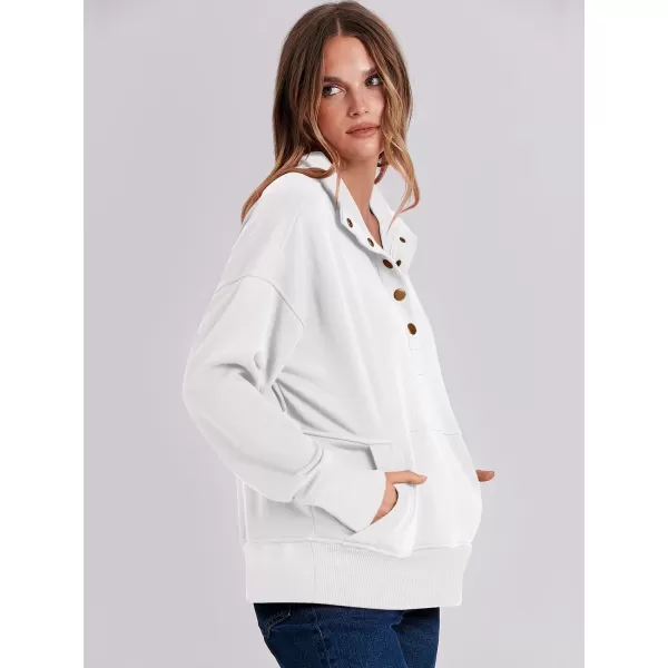 imageANRABESS Womens Casual Long Sleeve Sweatshirt Button Up V Neck Loose Henley Pullover Tops with PocketsWhite