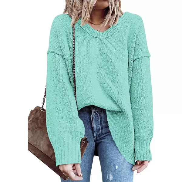 imageANRABESS Womens Casual Long Sleeve V Neck Off Shoulder Loose Baggy Comfy Knit Pullover Sweaters TunicLight Blue