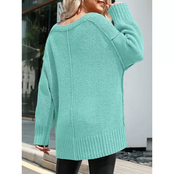 imageANRABESS Womens Casual Long Sleeve V Neck Off Shoulder Loose Baggy Comfy Knit Pullover Sweaters TunicLight Blue