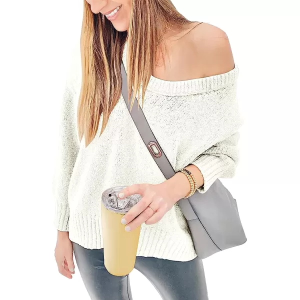 imageANRABESS Womens Casual Long Sleeve V Neck Off Shoulder Loose Baggy Comfy Knit Pullover Sweaters TunicOffwhite