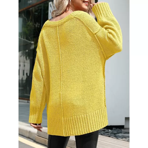 imageANRABESS Womens Casual Long Sleeve V Neck Off Shoulder Loose Baggy Comfy Knit Pullover Sweaters TunicYellow