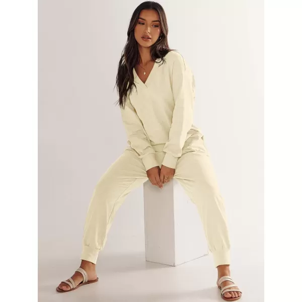 imageANRABESS Womens Casual Loose Jumpsuits Long Sleeve V Neck Oversized Rompers Baggy Overalls Lounge Pajamas Onesie JumperBeige
