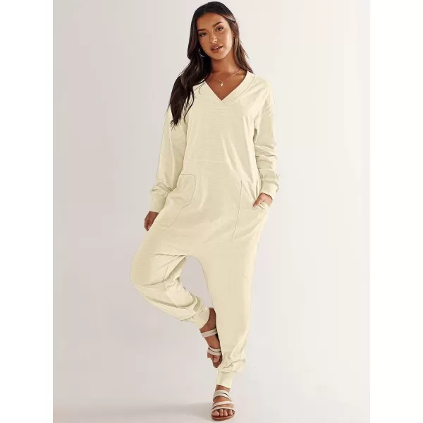 imageANRABESS Womens Casual Loose Jumpsuits Long Sleeve V Neck Oversized Rompers Baggy Overalls Lounge Pajamas Onesie JumperBeige