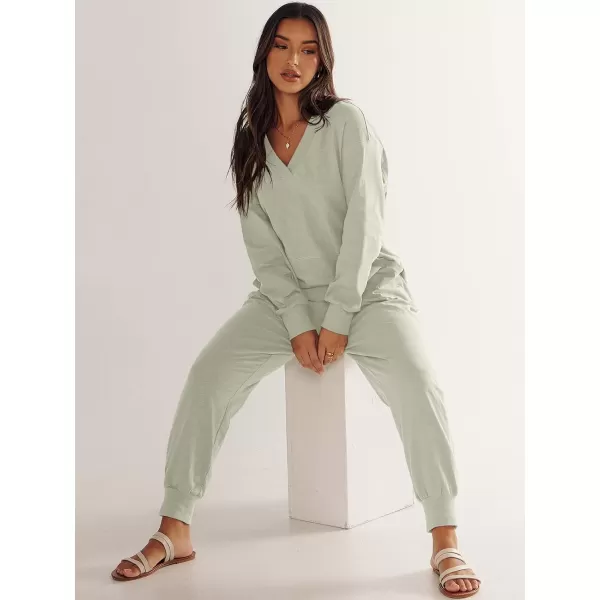 imageANRABESS Womens Casual Loose Jumpsuits Long Sleeve V Neck Oversized Rompers Baggy Overalls Lounge Pajamas Onesie JumperCyan