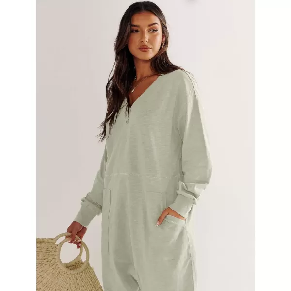 imageANRABESS Womens Casual Loose Jumpsuits Long Sleeve V Neck Oversized Rompers Baggy Overalls Lounge Pajamas Onesie JumperCyan